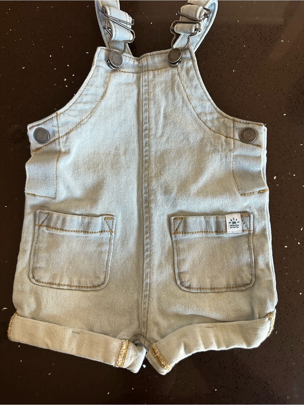 Kids Light Wash Denim Shortalls with Front Pockets